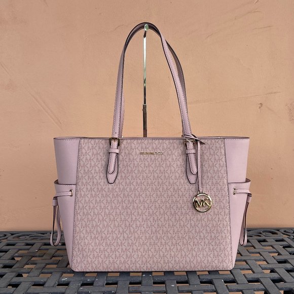 L lilac leather shopper bag